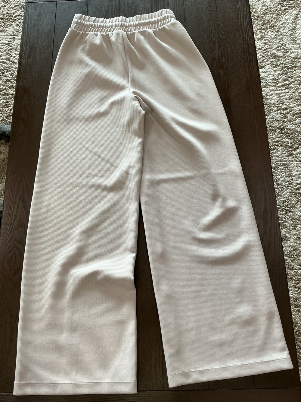 All In Motion White Wide-Leg Ribbed Pants with Drawstring Waist - Picture 5 of 6